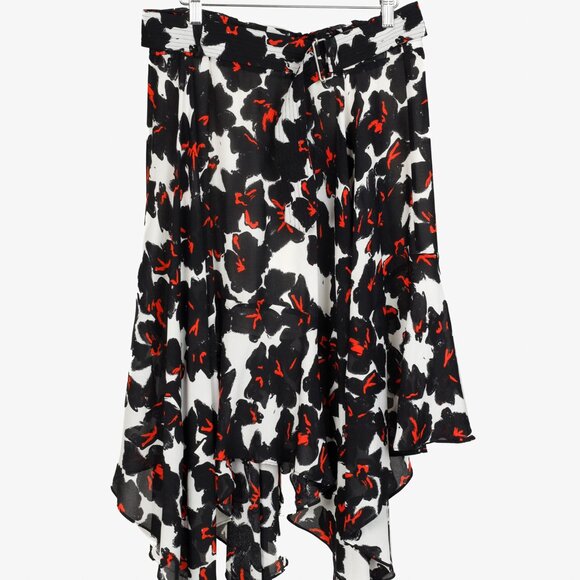 A.L.C. White & Black Bias Silk Painted Floral Skirt - Picture 2 of 11